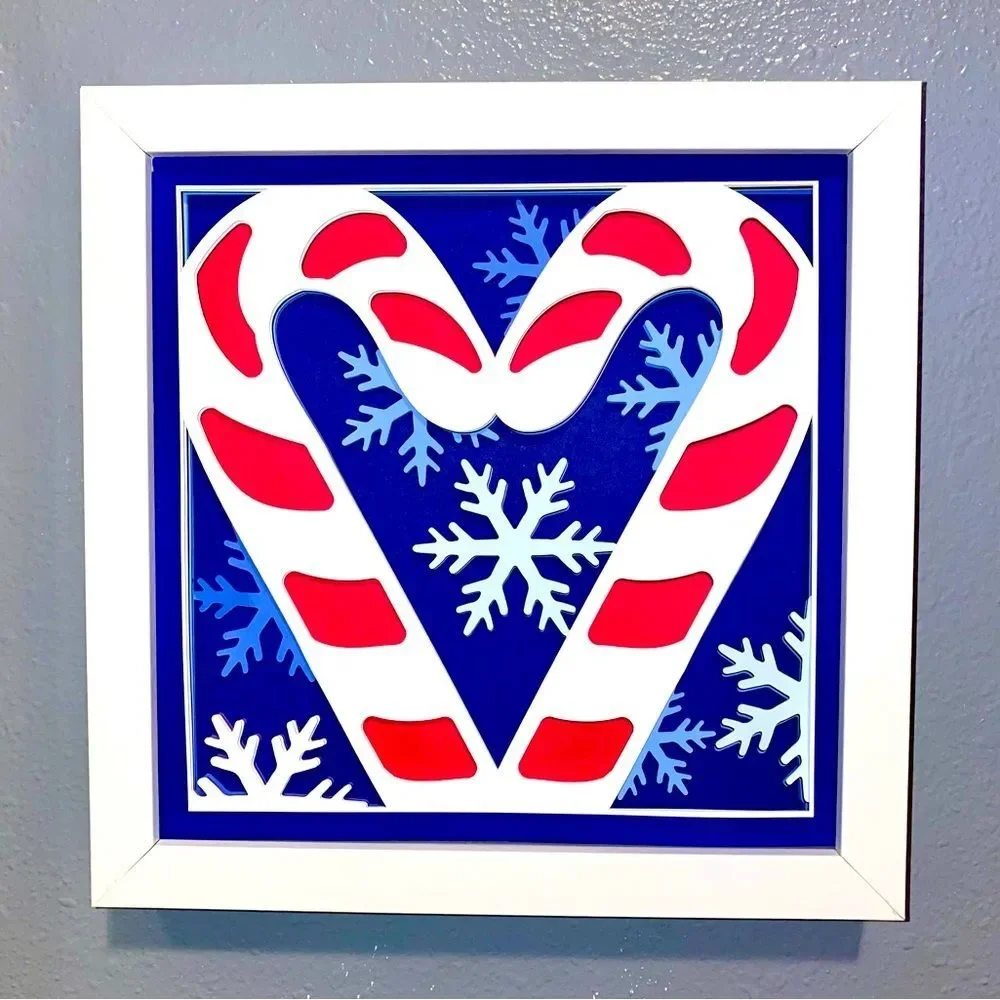 3D Candy Canes Christmas Shadowbox